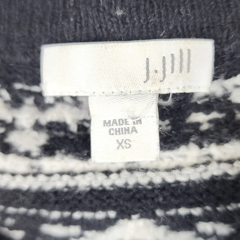 J. Jill Oversized Mock Neck Cotton Wool Blend Fair Isle Pullover Sweater XS